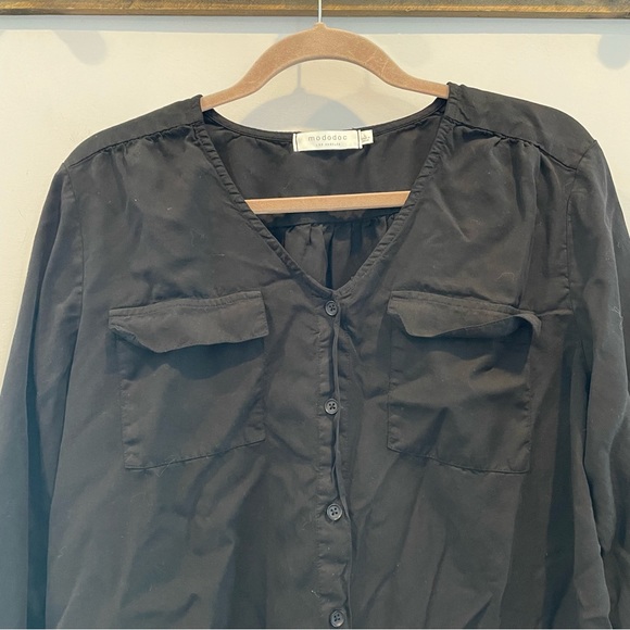MODODOC Black Collarless Button Down Utility Shirt Large - Picture 6 of 10